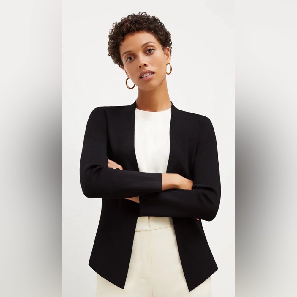 MM Lafleur Woolf Jardigan Knit Jacket Cardigan Blazer XS Black EUC $295